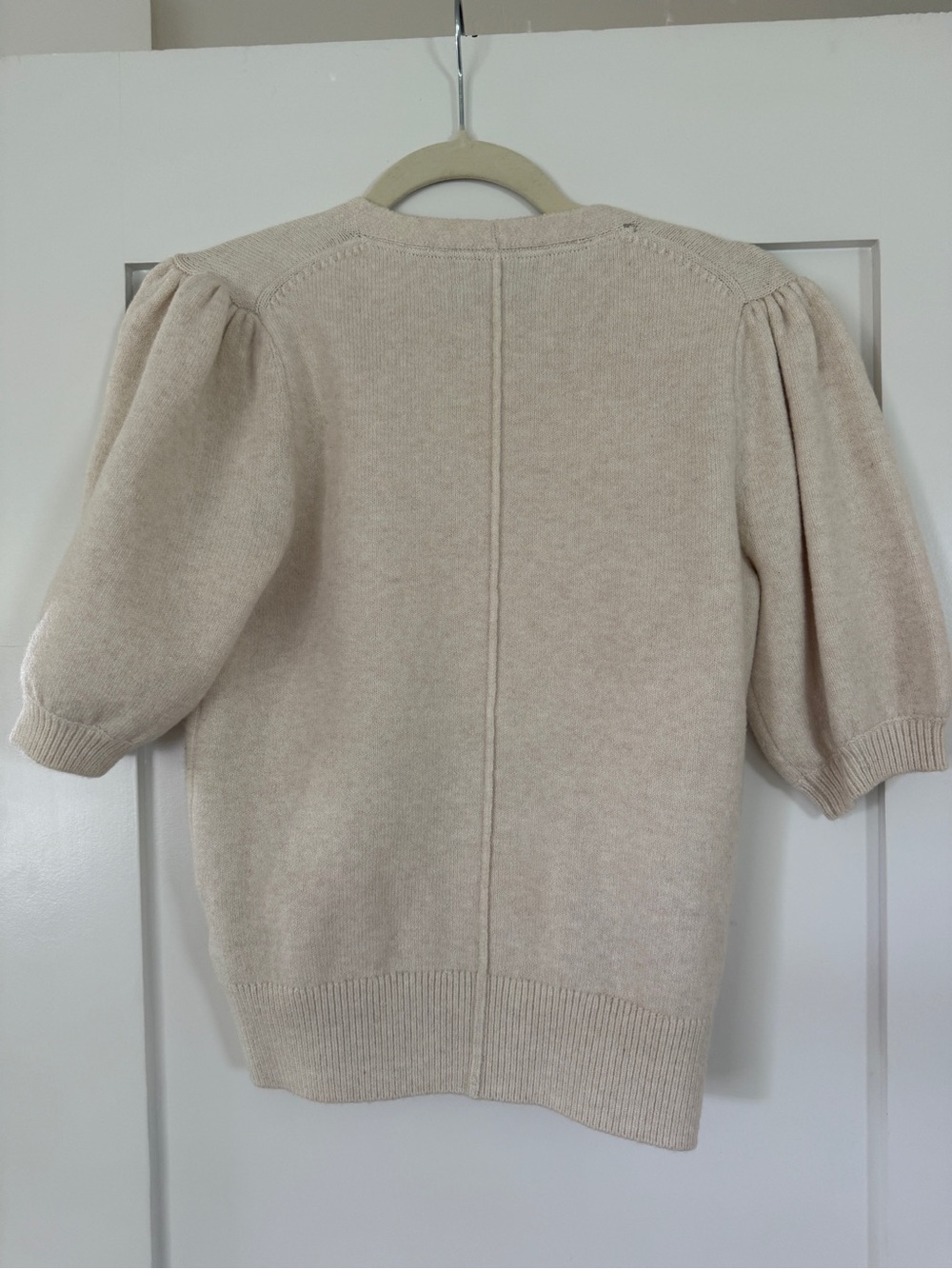 Brochu Walker Cashmere Blend V-Neck Short Sleeve Sweater - Cream - Picture 3 of 3